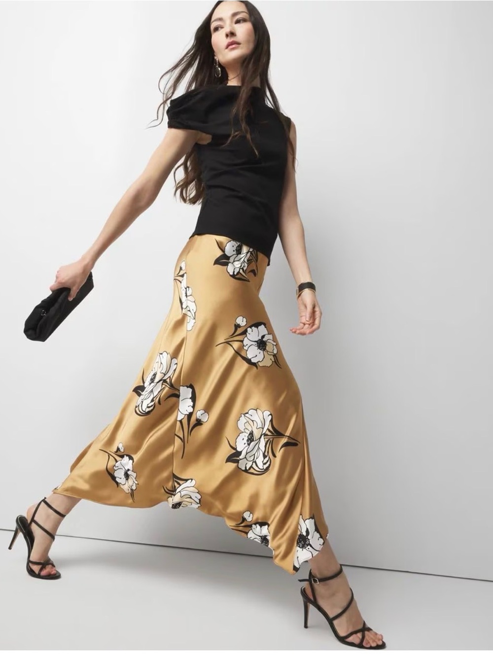 White House Black Market Satin Slip Midi Skirt Size 6 (would fit 8 or 10 also) - Picture 12 of 12